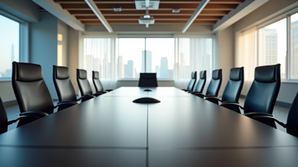 Meeting room with conference table and comfortable seating